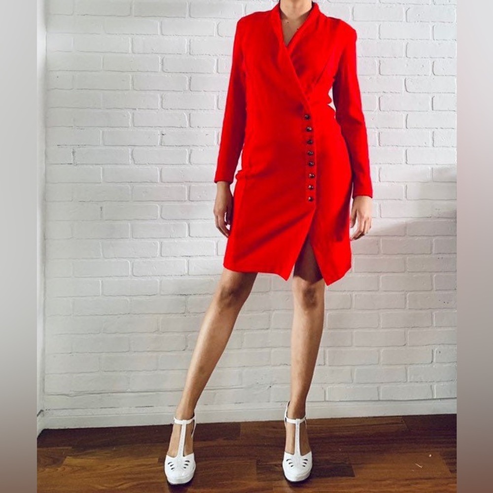 80s Red Dress Mini Sheath Size S by All That Jazz